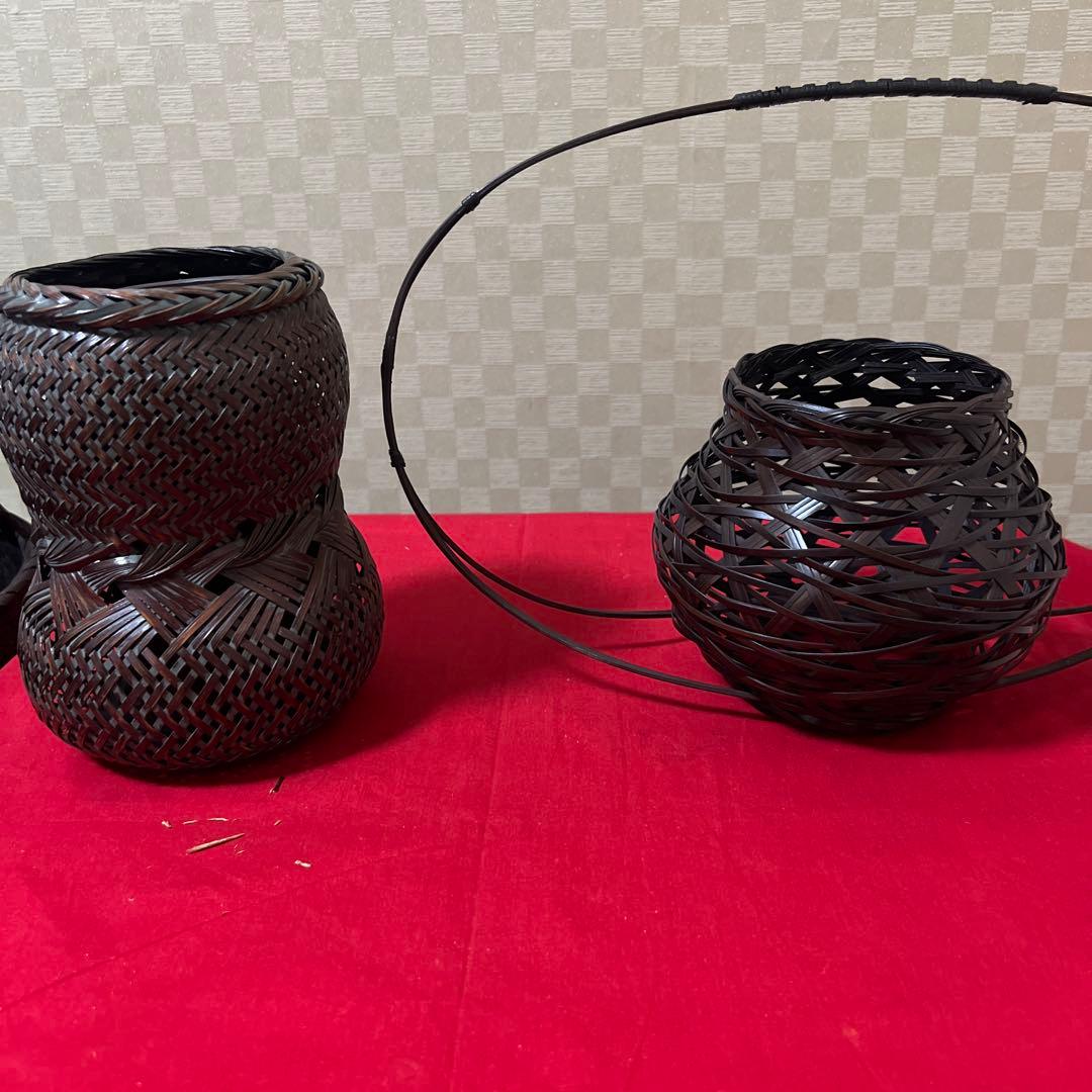 茶道具　花器　竹籠　七点まとめ
