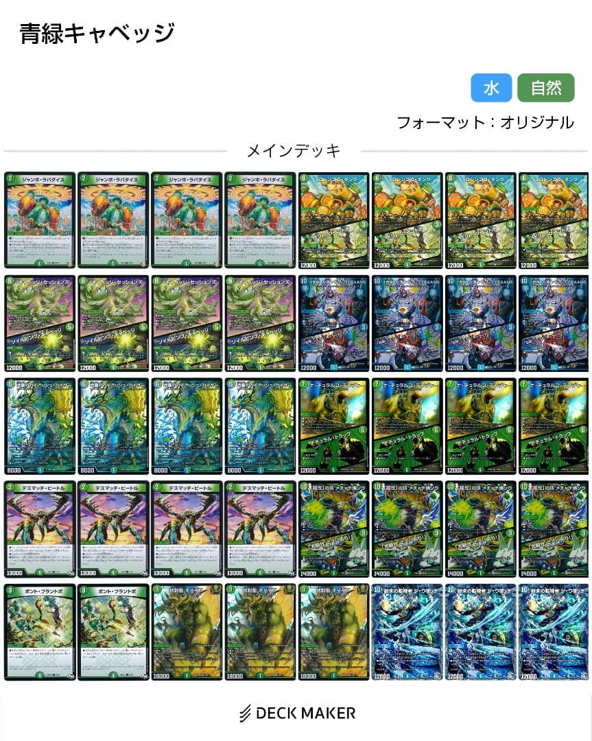 青緑キャベッジ（ガイアッシュカイザー型）デッキ 調整パーツ+ 3重スリーブ付き