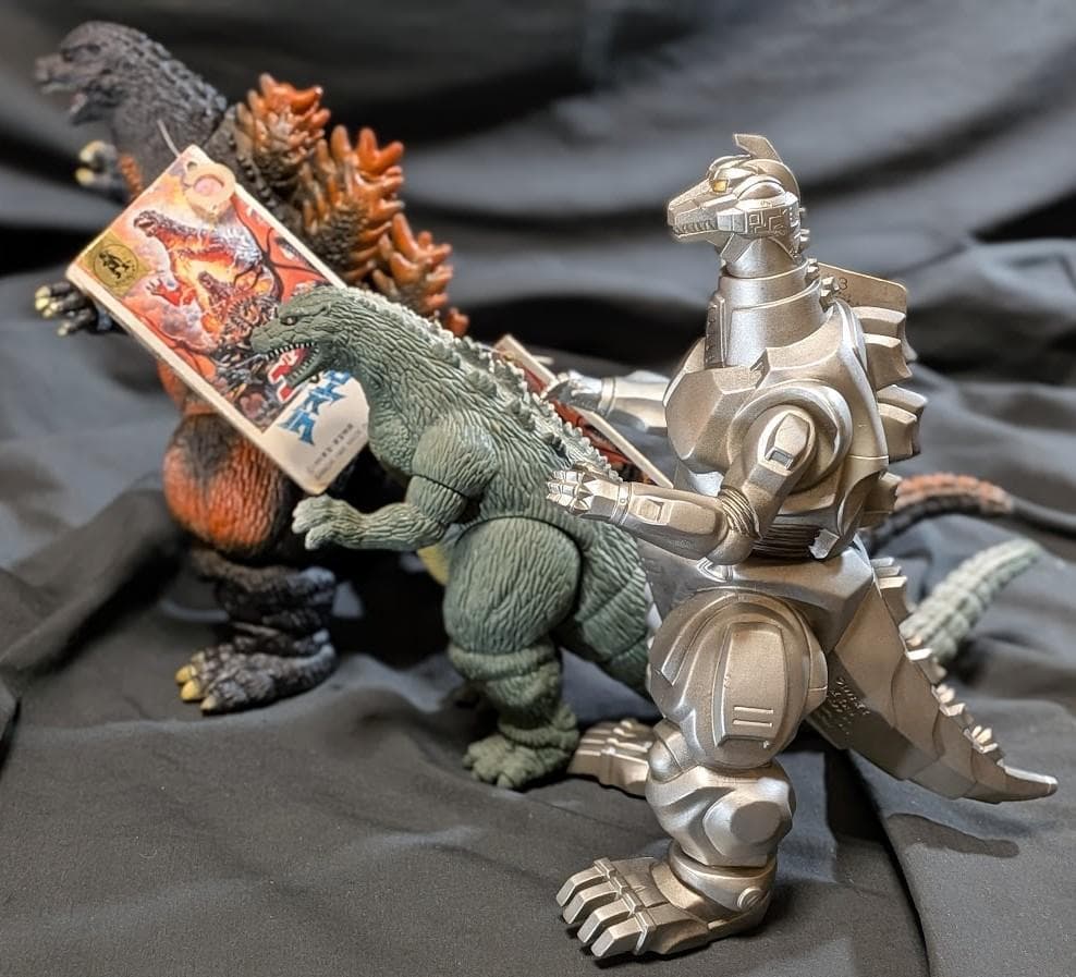 バーニングゴジラ＆ゴジラジュニア＆メカゴジラ（バンダイ）タグ付ソフビ３体セット