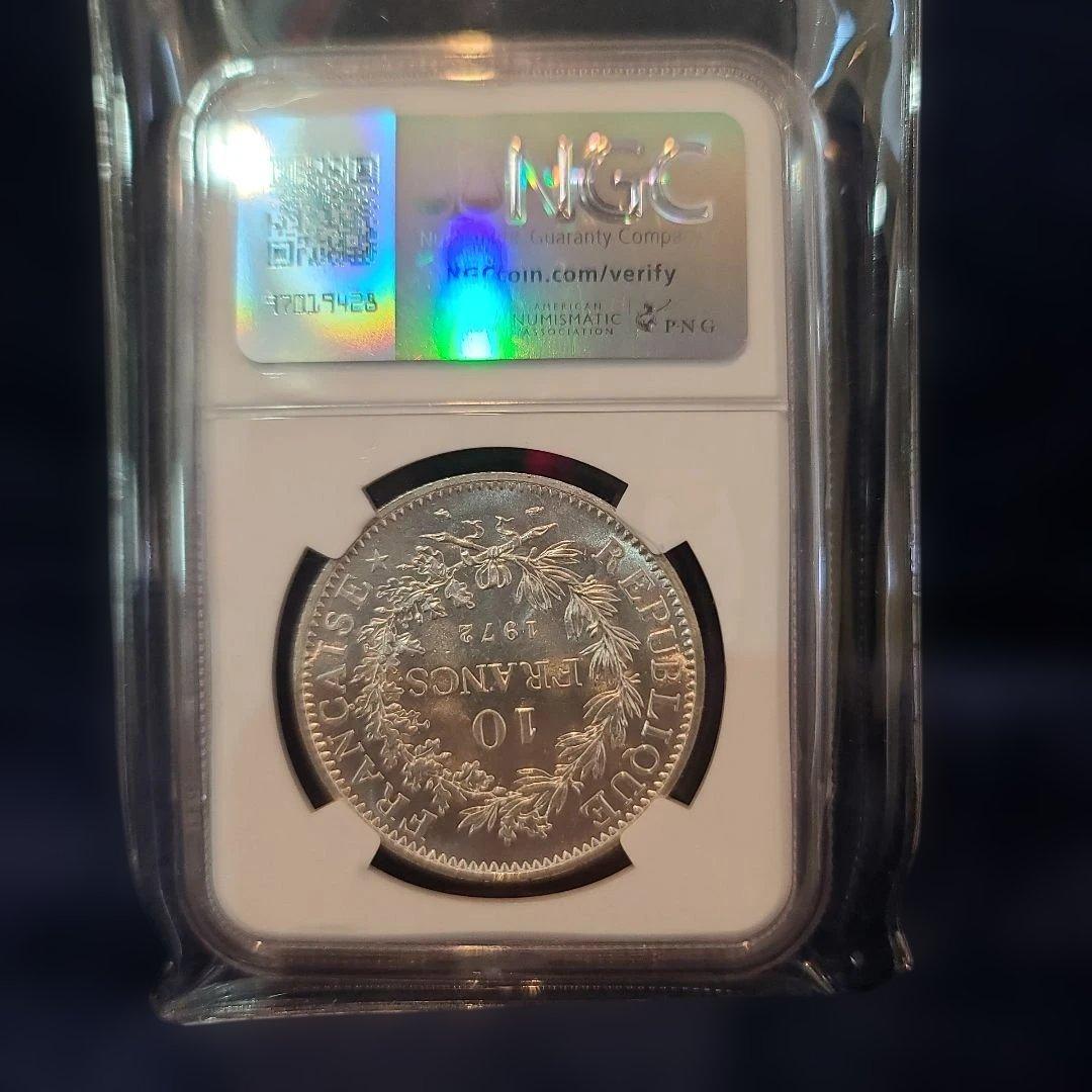 1972年 フランス 10フラン 銀貨 ngc SP 65 ヘラクレス