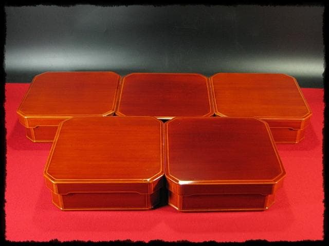 飛騨春慶塗 大徳寺 弁当箱 五客揃 縁高 大徳寺重 茶道具 懐石 菓子器f329