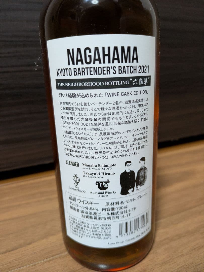 長濱蒸留所　六瓢箪　京都バーテンダーズバッチ2021