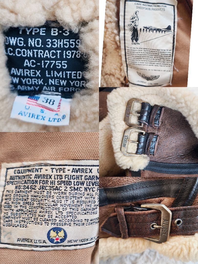 【訳あり 激レア】アビレックス ムートンジャケット B3 本革 裏地ボア M