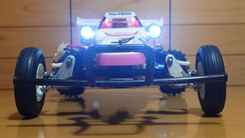 タミヤXBマイティフロッグ前後LEDライト付プロポ付き塗装済み完成品未使用品