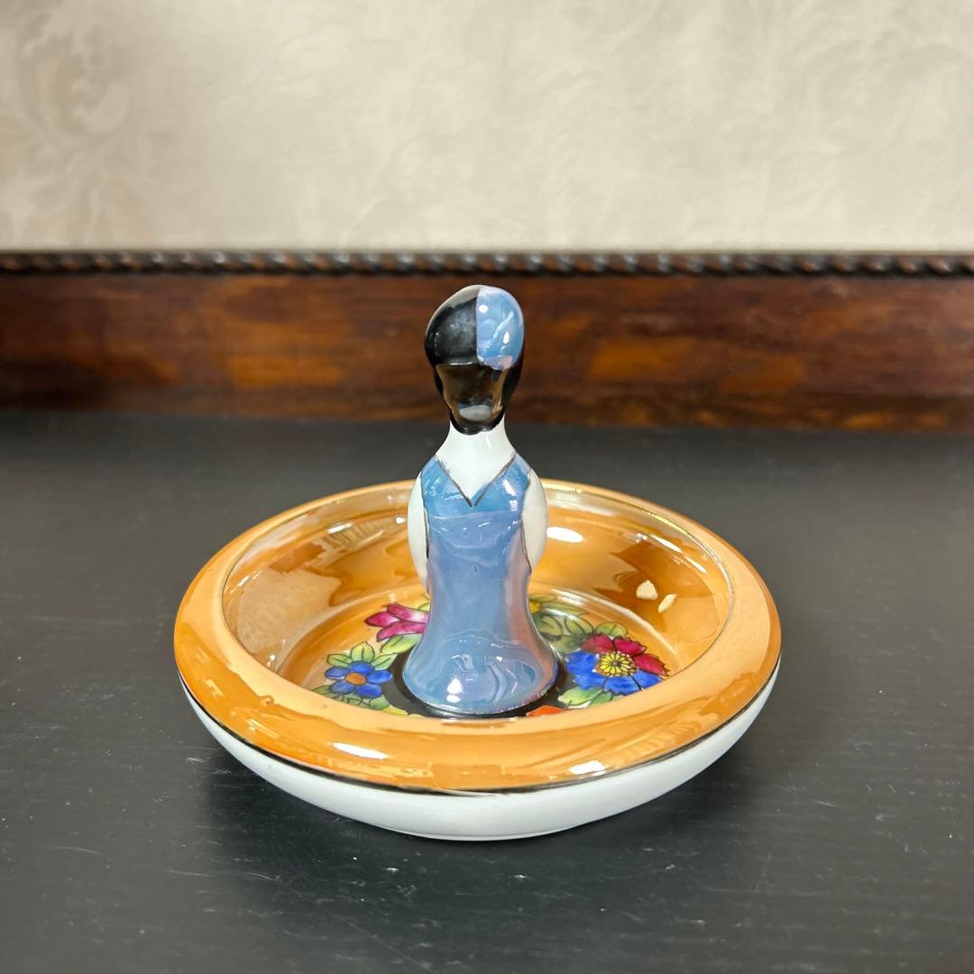 オールドノリタケ　アールデコレディ ラスター彩　ピントレー　小物入れ