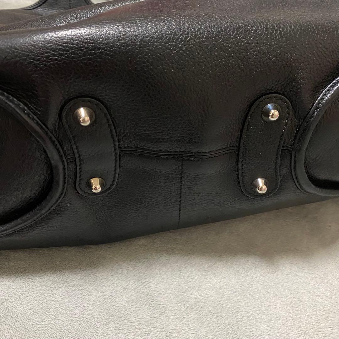 Christian Dior Dチャーム付き ブラックレザーハンドバッグ トート