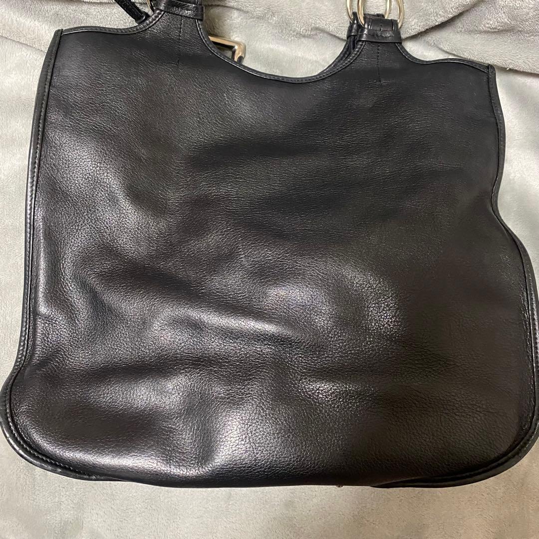 Christian Dior Dチャーム付き ブラックレザーハンドバッグ トート