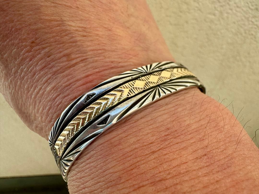 最終 ブルースモーガン バングル 14K ナバホ族 インディアンジュエリー
