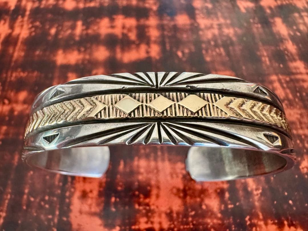 最終 ブルースモーガン バングル 14K ナバホ族 インディアンジュエリー