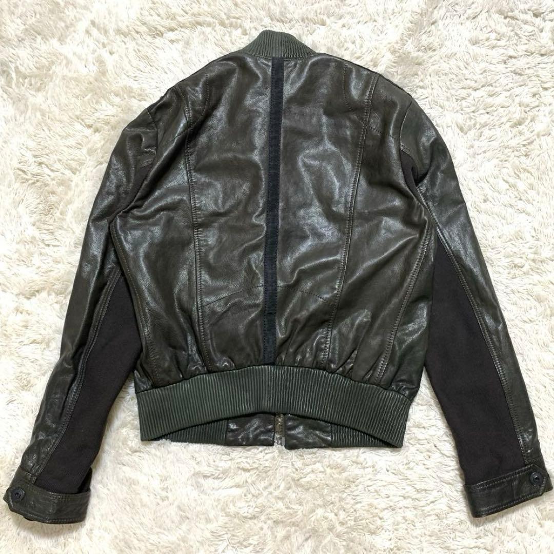 ARMANI エンポリオアルマーニ レザー ジャケット 羊革 ロゴプレート 50