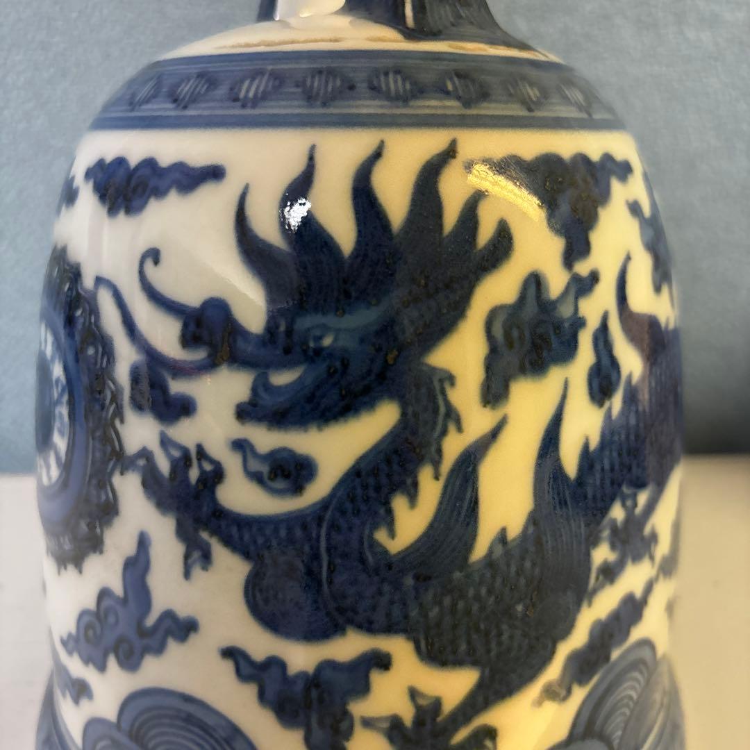 鐘　竹泉　木米　倣　　陶器　釣鐘 煎茶道具　染付