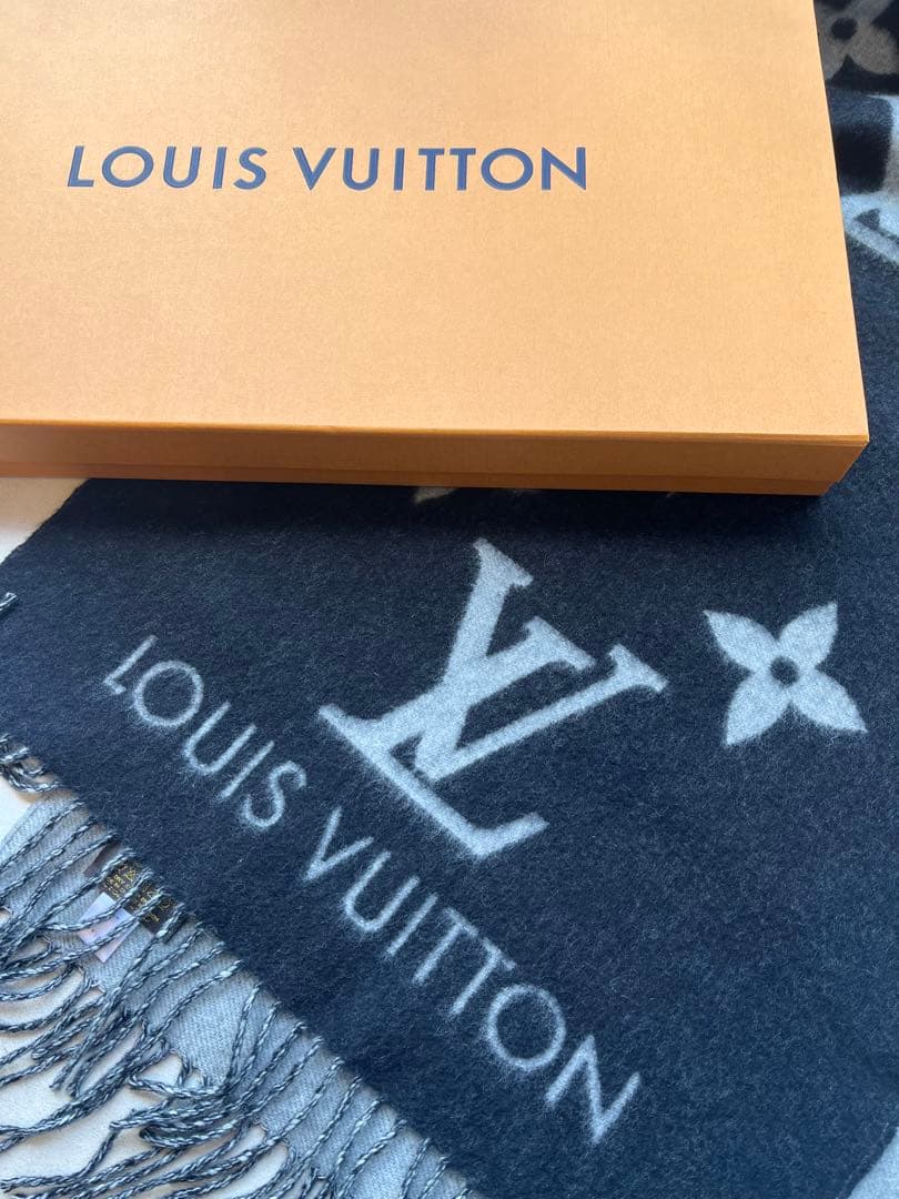 【新品未使用】LOUIS VUITTON マフラー ブラックグレー　カシミヤ
