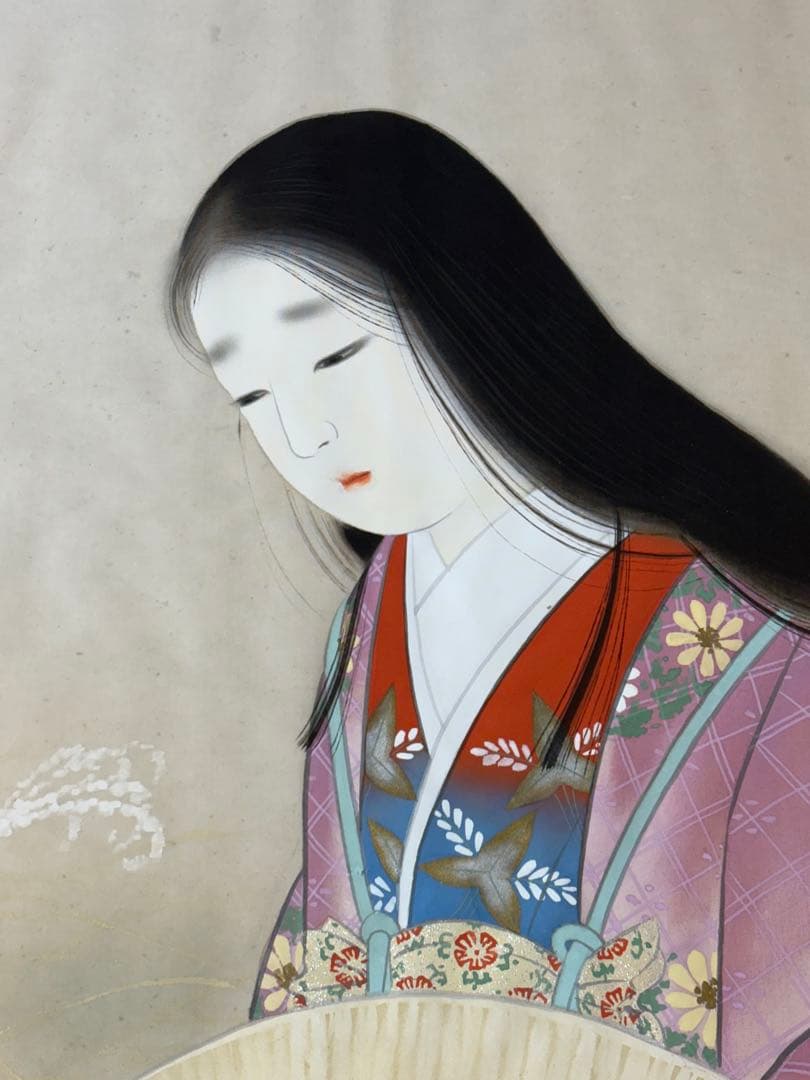 松井桜塘　日本画 絵画 人物画 美人画 額装