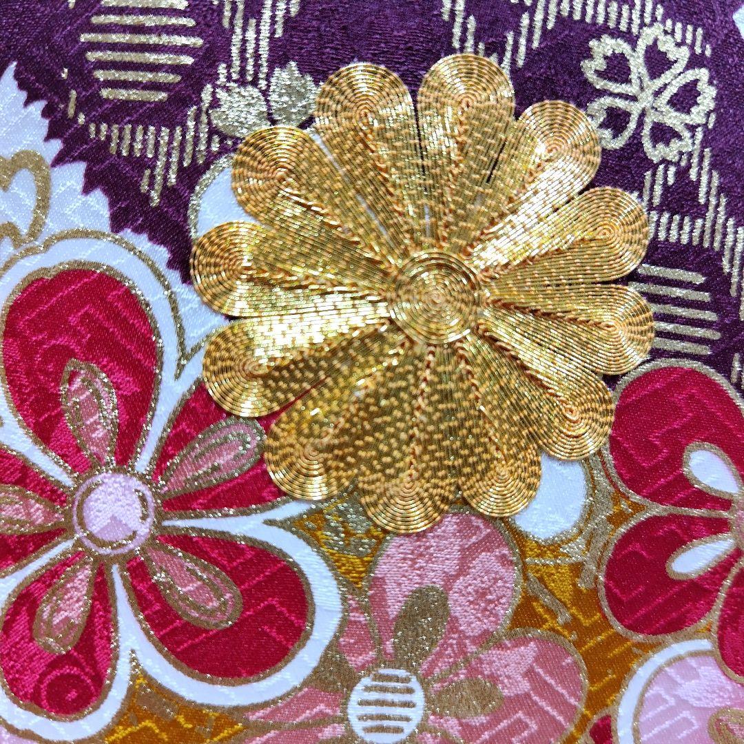 振袖フルセット(7点)・成人式・古典柄・金彩加工・金駒刺繍・地紋・絞り柄・正絹