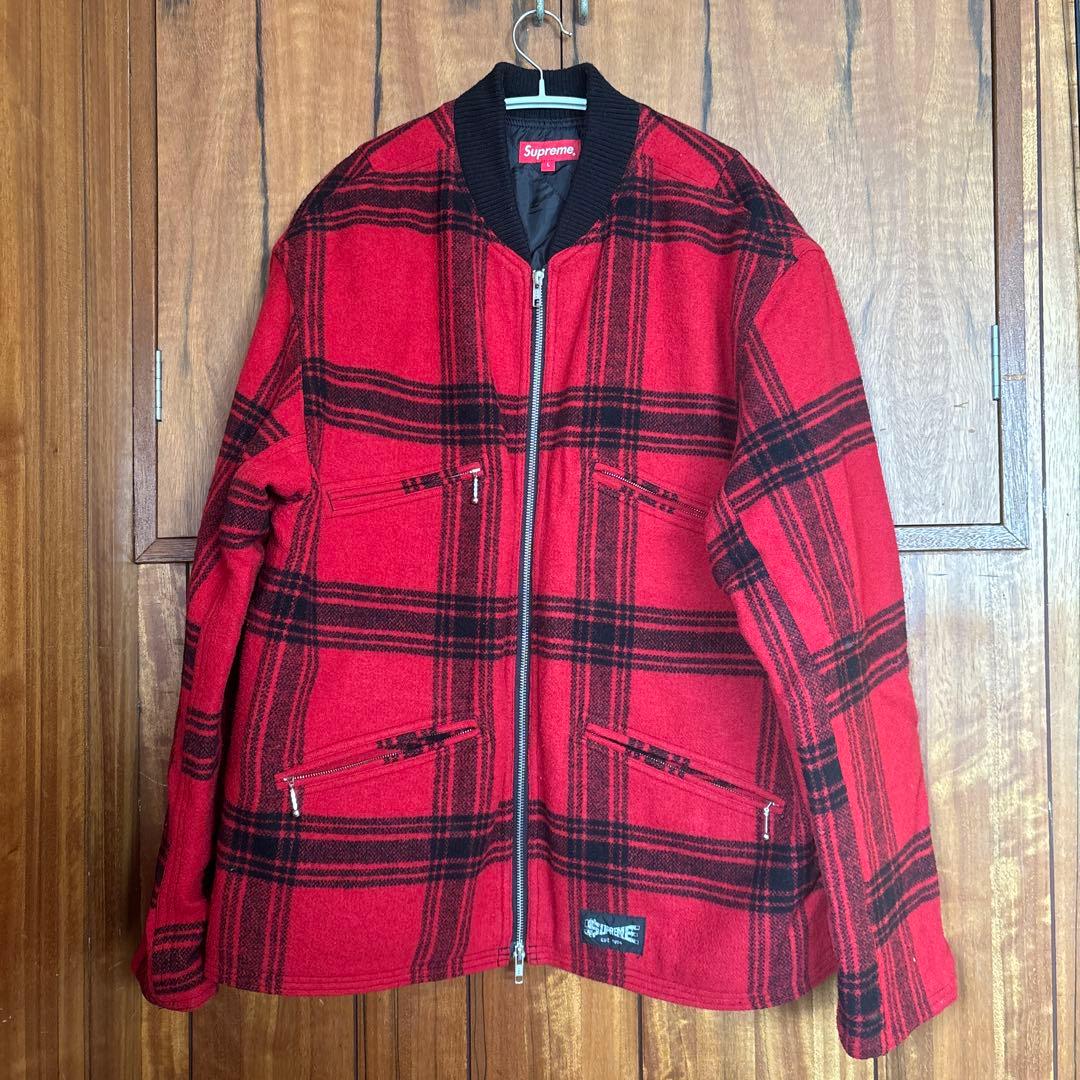 Supreme チェック柄 ジップアップジャケット