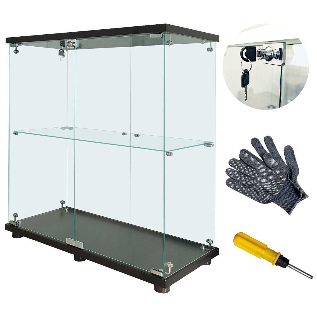 ガラスケース 2段両扉B1998コレクション フィギュア 棚 ショーケース 黒