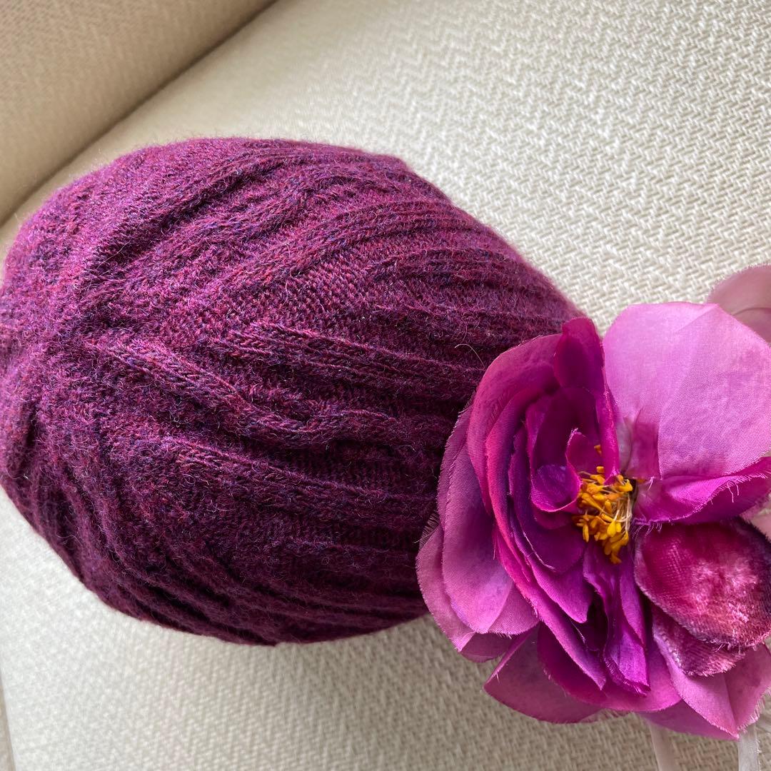 D&G DOLCE&GABBANA コサージュ ニット帽 ビーニー