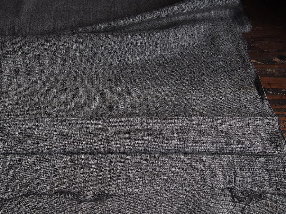 チャコールグレー モールスキン? デッドストック ファブリック/K302