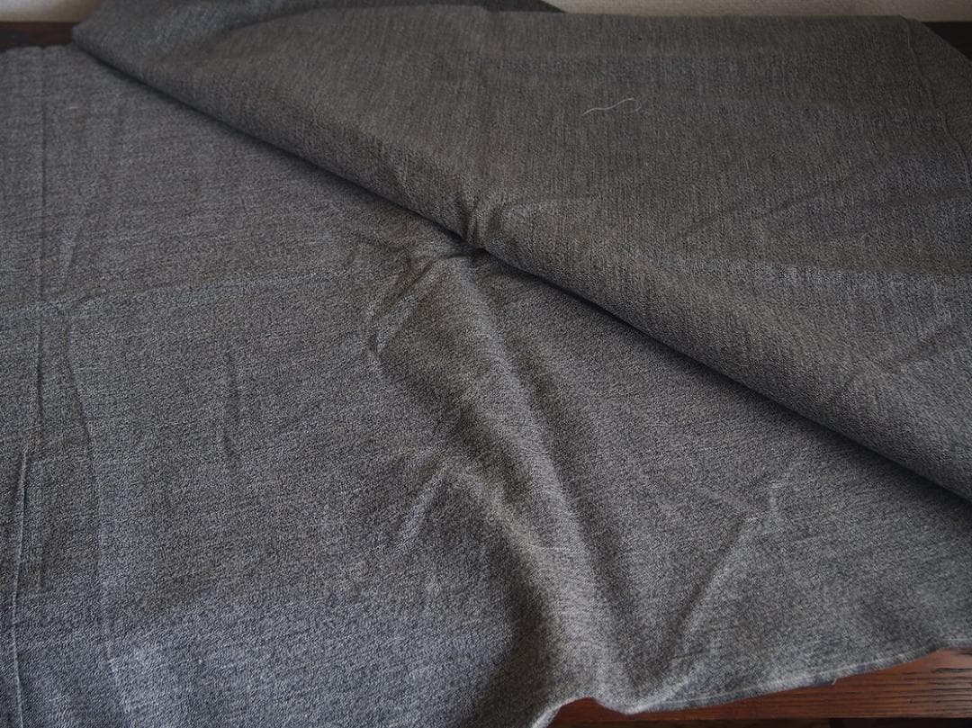 チャコールグレー モールスキン? デッドストック ファブリック/K302