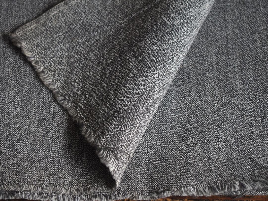 チャコールグレー モールスキン? デッドストック ファブリック/K302