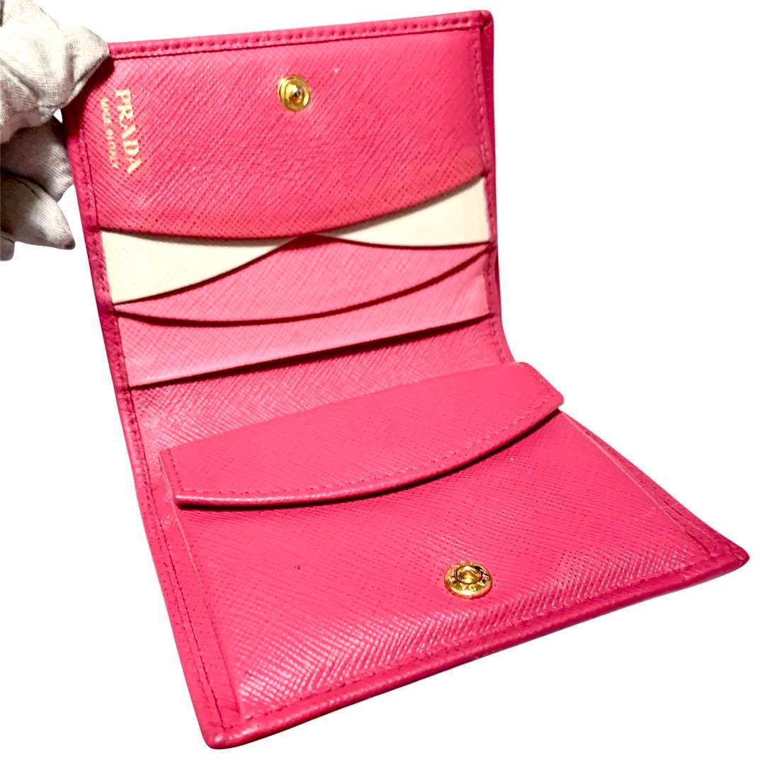凛様PRADA プラダ　２つ折り財布　サフィアーノレザー　ピンク