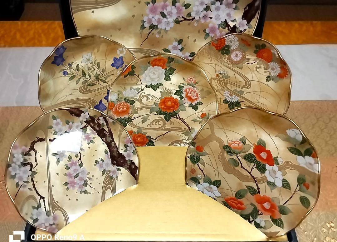 稀少！　光琳　華やかな金彩≪琳派≫　新品【和モダン】　ガラス飾り皿　取り皿　中皿