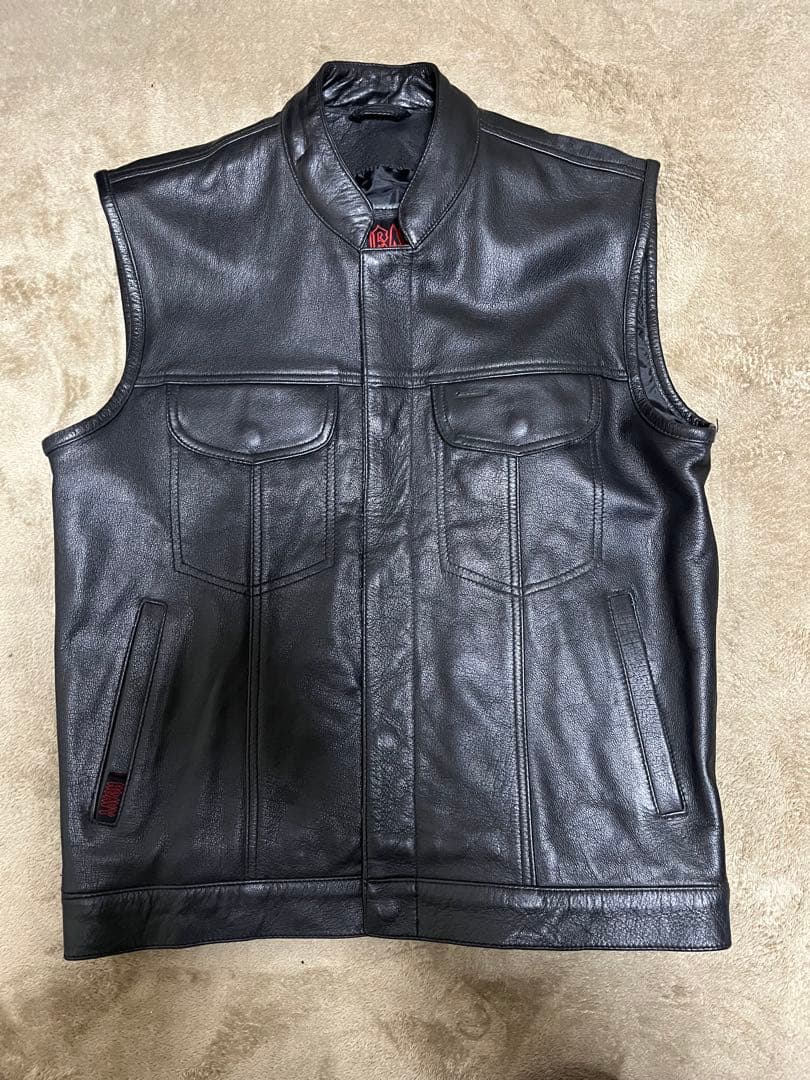 heavy 水牛革 レザーベスト 38 本革 バッファローレザー バイカー