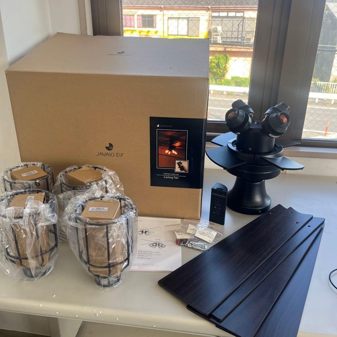 K シーリングファン ブラック　JAVAlO ELF JE-CF003-BK