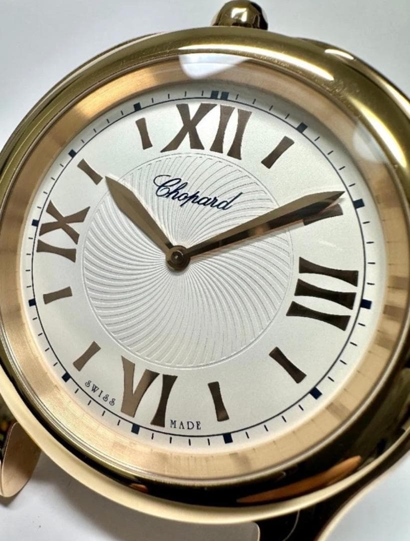 美品 ショパール　ハッピースポーツ　ゴールド トラベルテーブルクロック ケース付