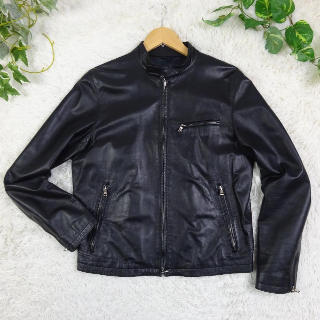 美品　チンクアンタ　ラムレザー　羊革　シングルライダース　レザージャケット　44
