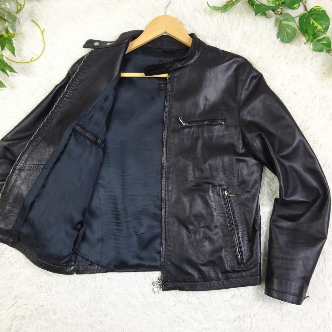 美品　チンクアンタ　ラムレザー　羊革　シングルライダース　レザージャケット　44