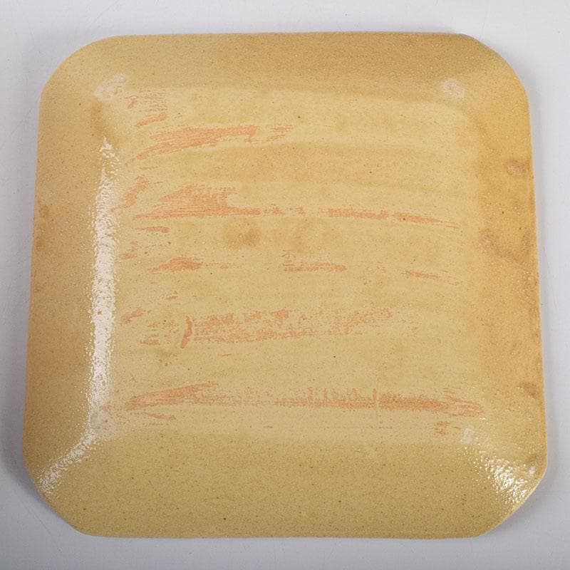 和食器　瀬戸焼　黄瀬戸　美濃不二窯　佐藤和子造　角皿　5客　共箱　VR7786C