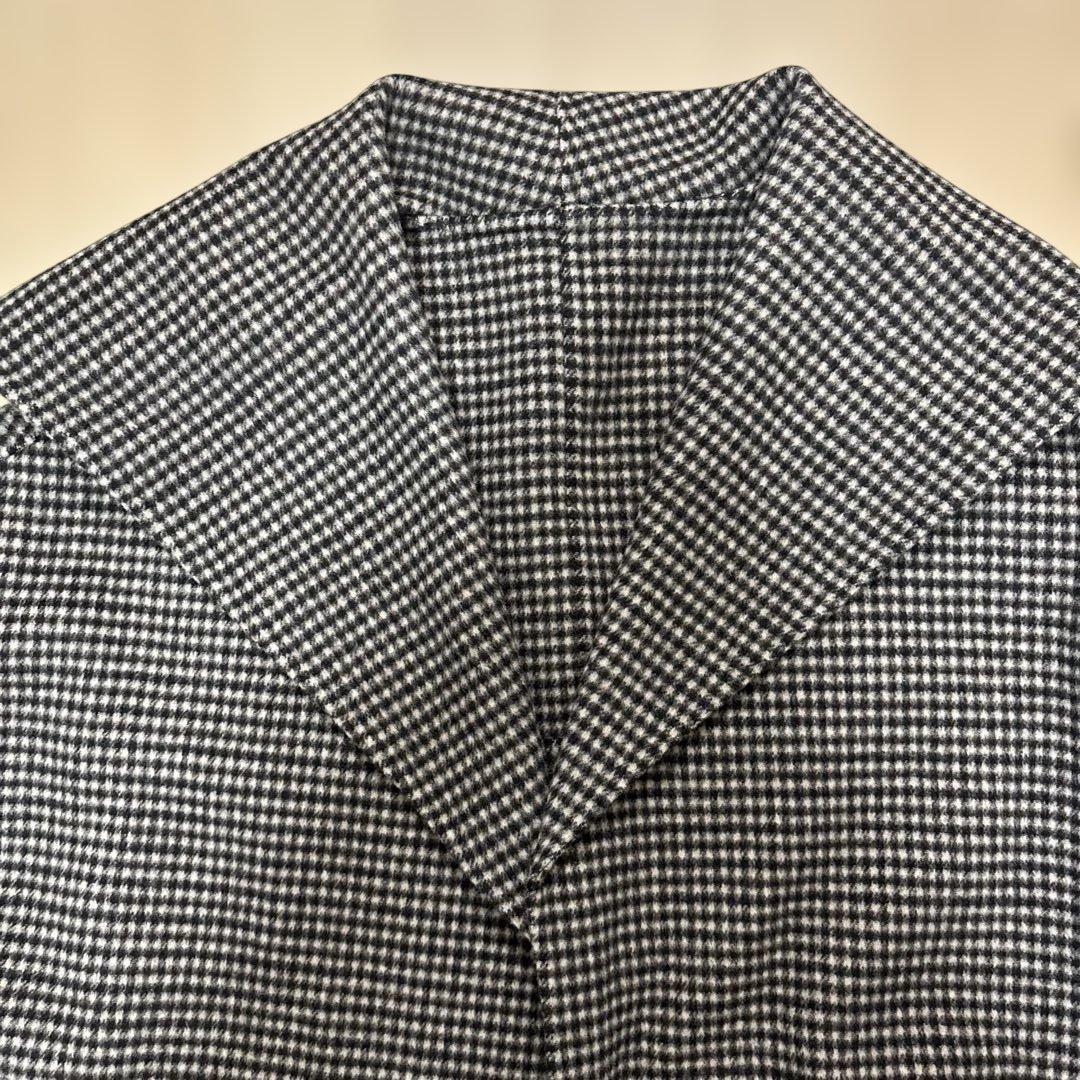 美品アダムエロペ Super120’sウール100%リバーハーフコート チェック