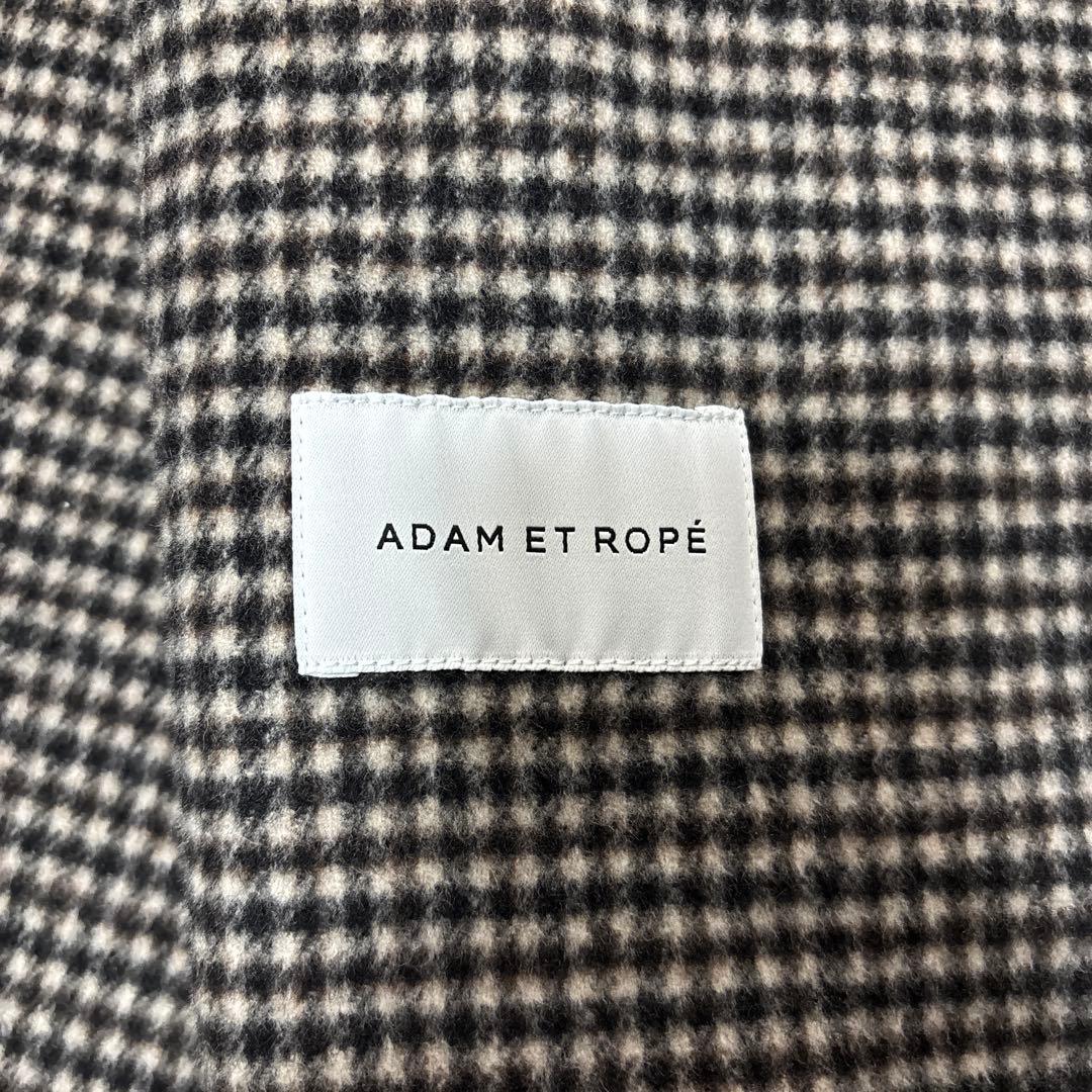 美品アダムエロペ Super120’sウール100%リバーハーフコート チェック