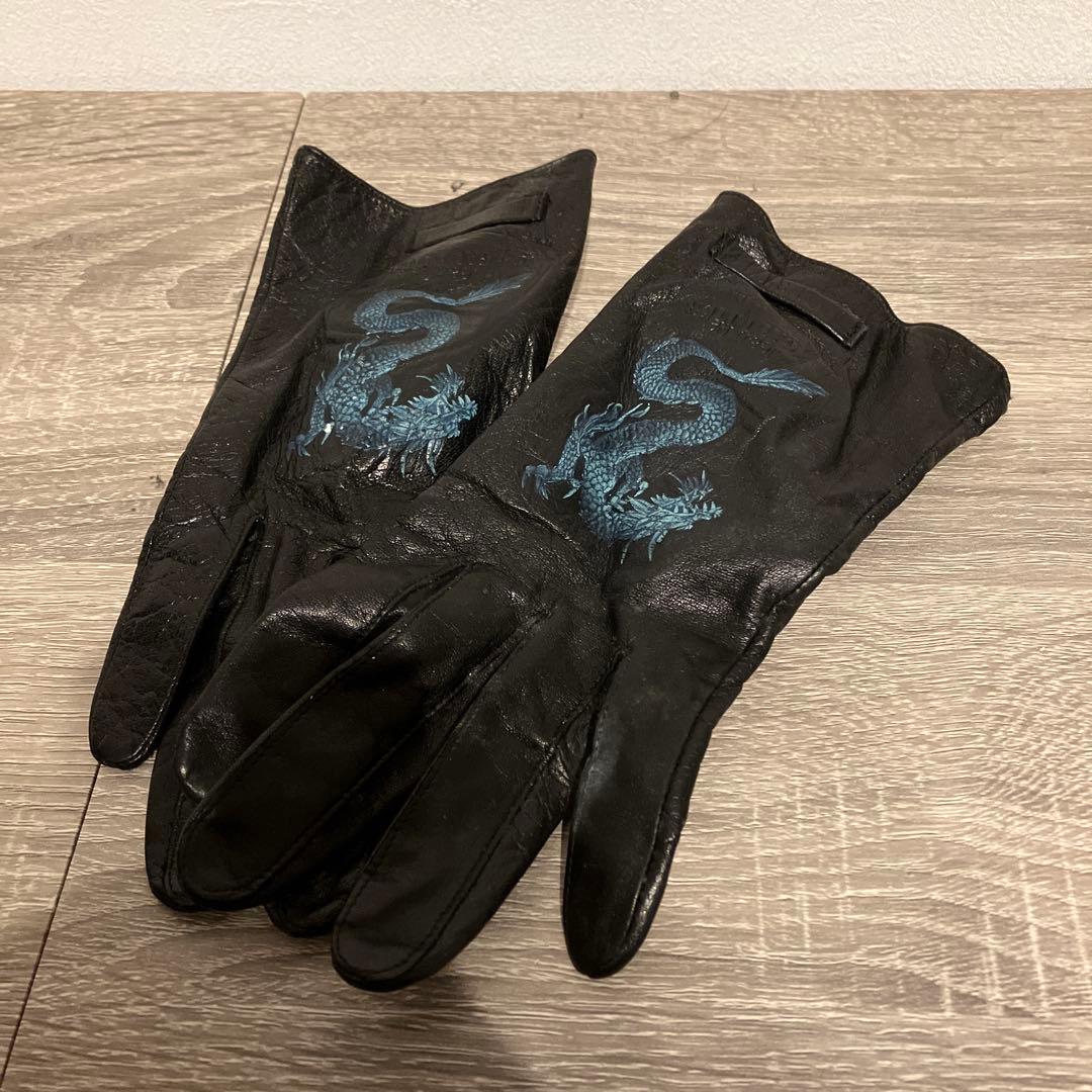 希少 ジャンポールゴルチエ ドラゴン刺繍 レザーグローブ 手袋 本革