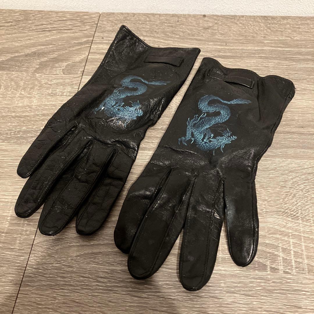 希少 ジャンポールゴルチエ ドラゴン刺繍 レザーグローブ 手袋 本革