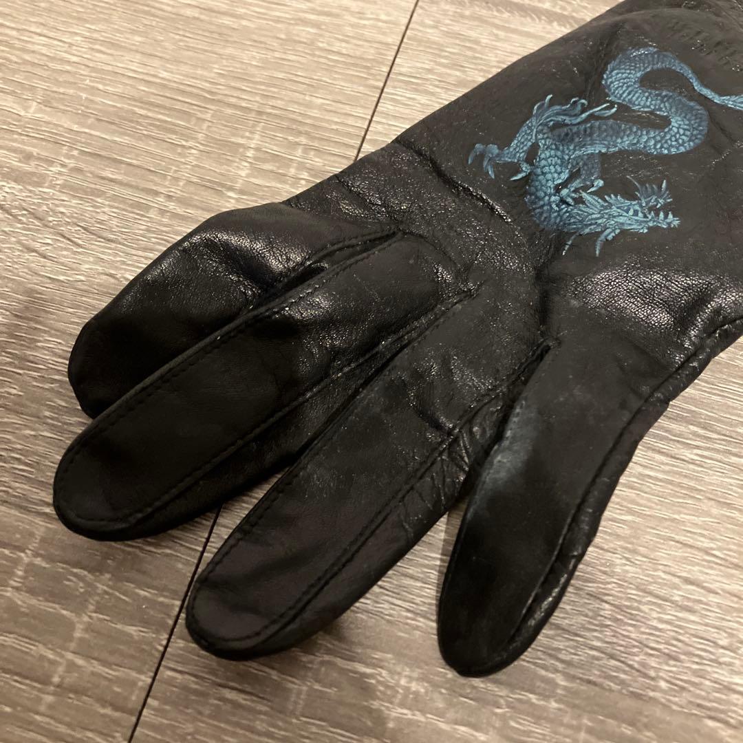 希少 ジャンポールゴルチエ ドラゴン刺繍 レザーグローブ 手袋 本革