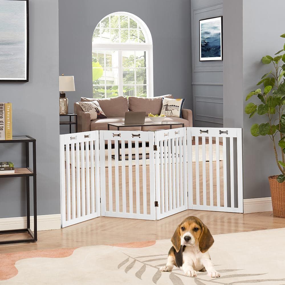 unipaws 木製犬用ゲート　折り式バリア　ペット用家具フェンス　ペットガード