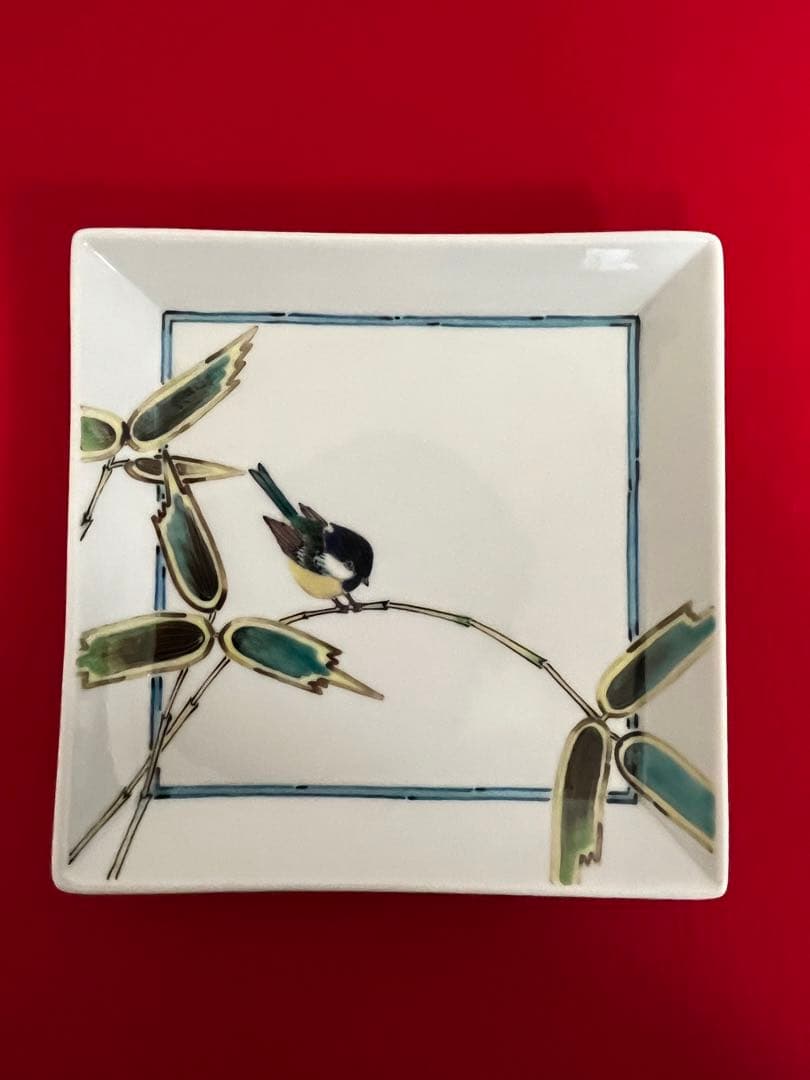 九谷焼 庄三洞 武腰一憲 色絵 角皿 共箱 共布 陶暦付 未使用品 K318