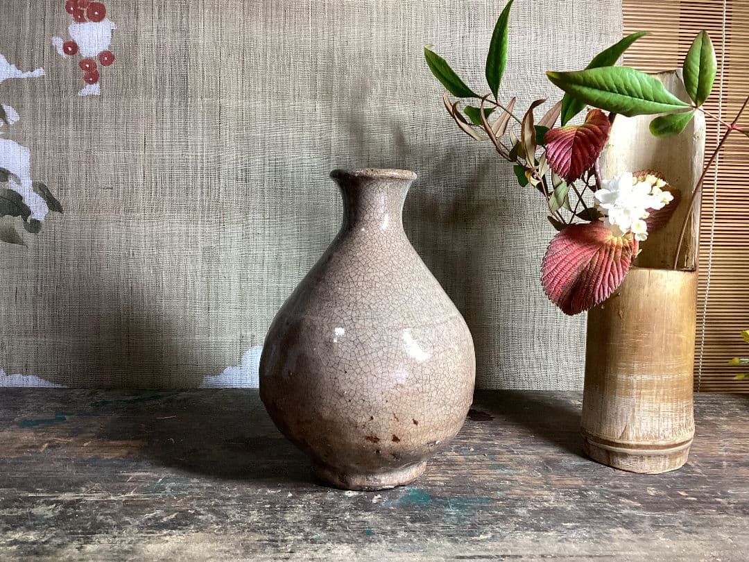 李朝 白磁 井戶酒瓶