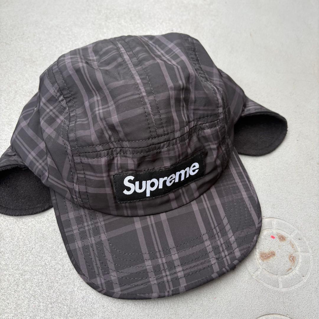 Supreme USA製 マフキャップ　フリース　チェック地　boxlogo