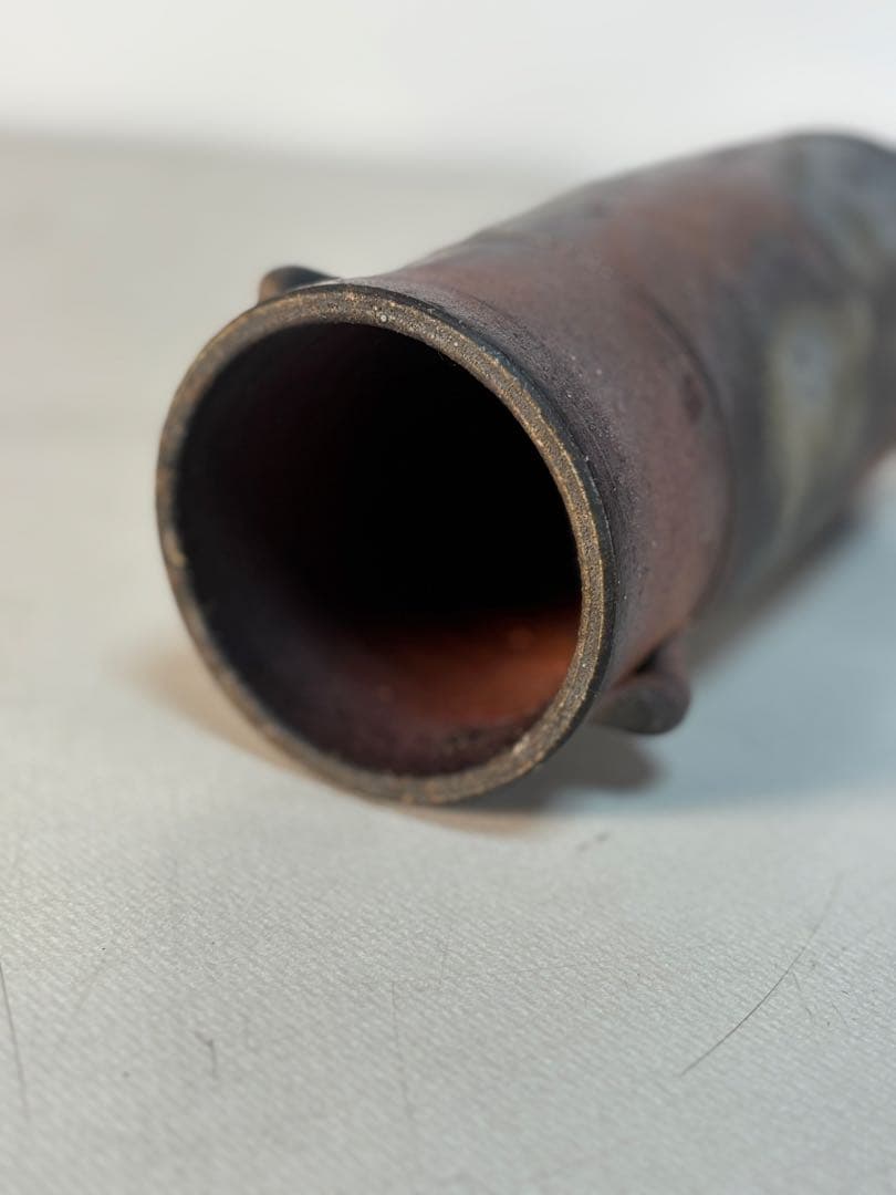 人間国宝 藤原啓 備前焼 窯変耳付き花入