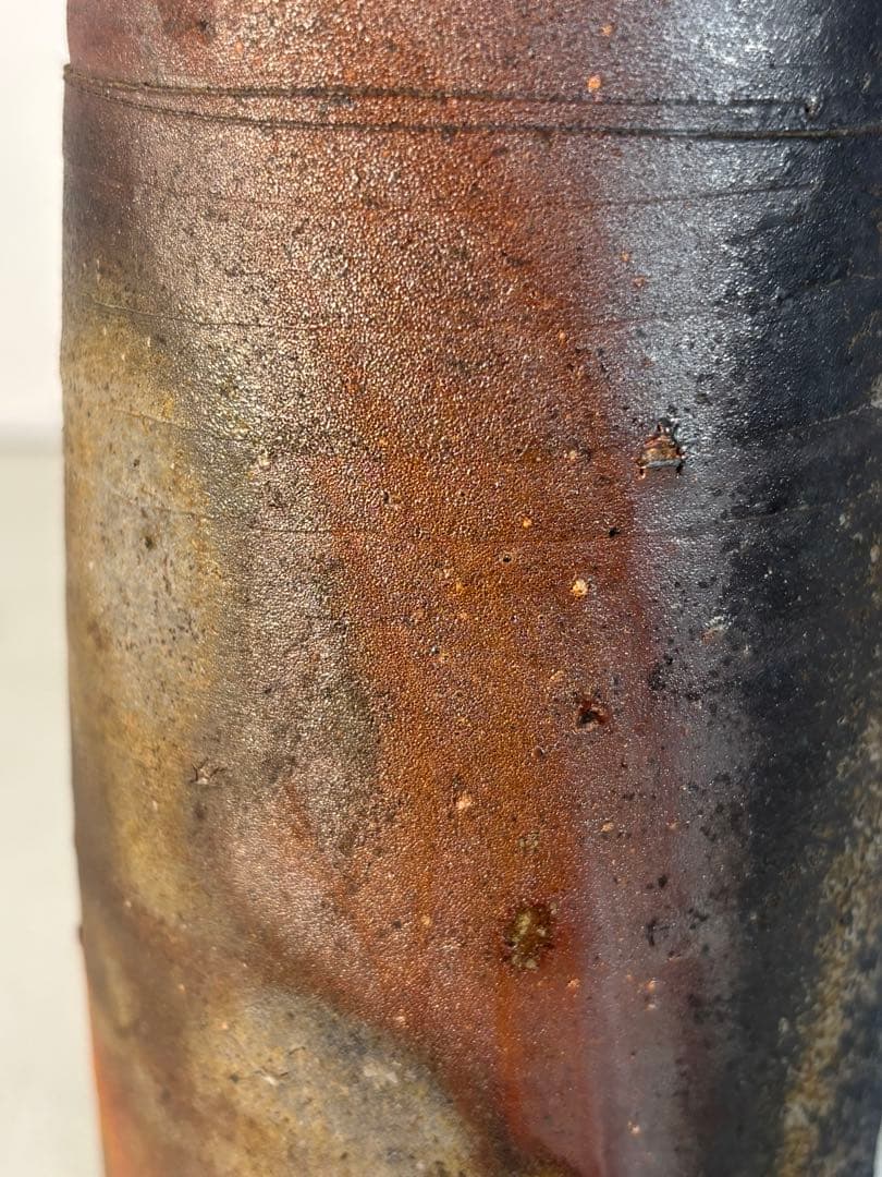 人間国宝 藤原啓 備前焼 窯変耳付き花入