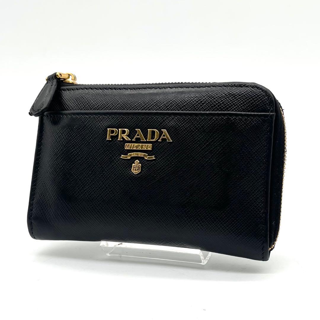 プラダ ケース サフィアーノレザー コンパクトウォレット ブラック