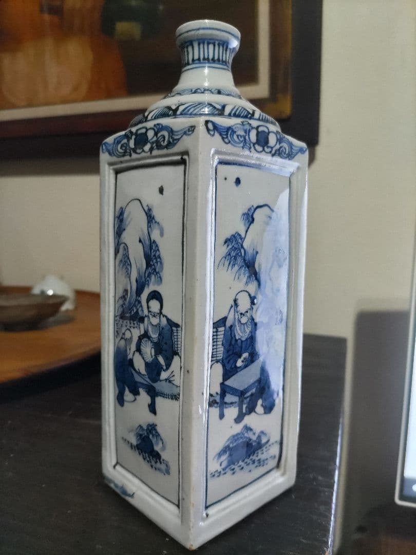 nozomi☆様　王地山焼　染付　角徳利（高21.5㎝）三田染付