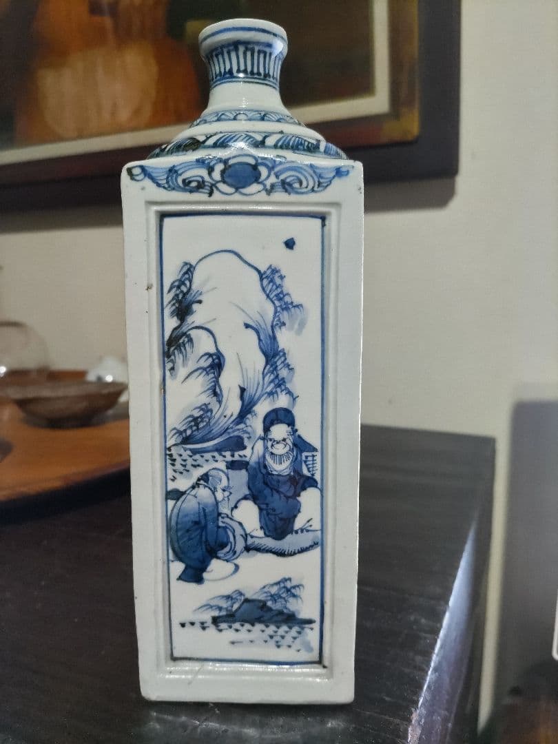 nozomi☆様　王地山焼　染付　角徳利（高21.5㎝）三田染付