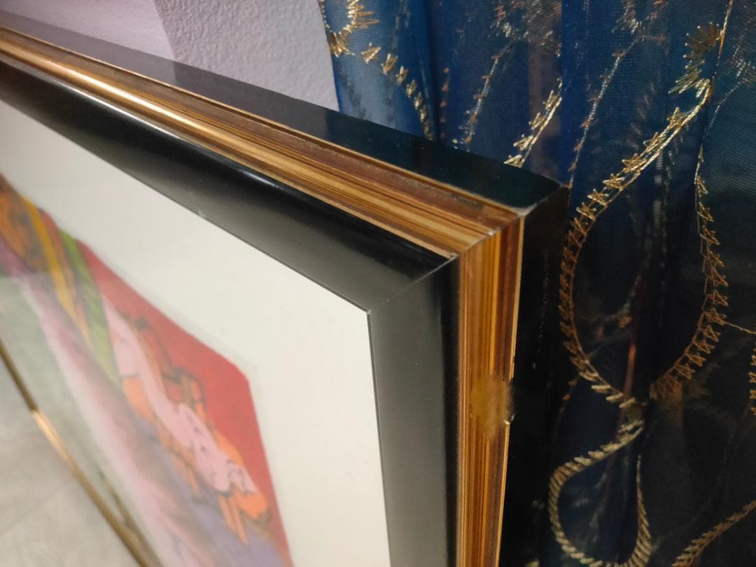 【真作】Michael Leu　マイケル・ルー　リトグラフ　直筆サイン　猫