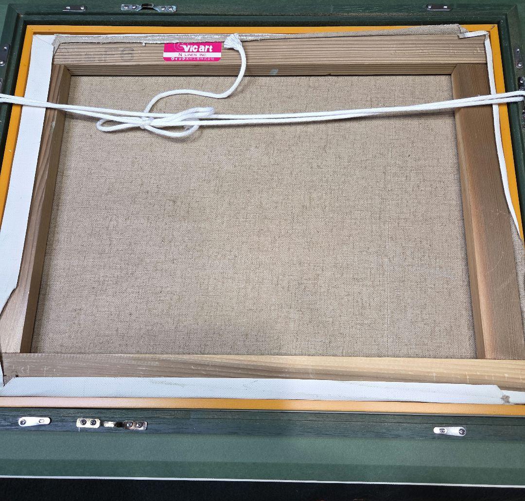 【美品】 肉筆油彩風景画 ホワイト額縁フレームつき「白馬連峰」6号サイズ