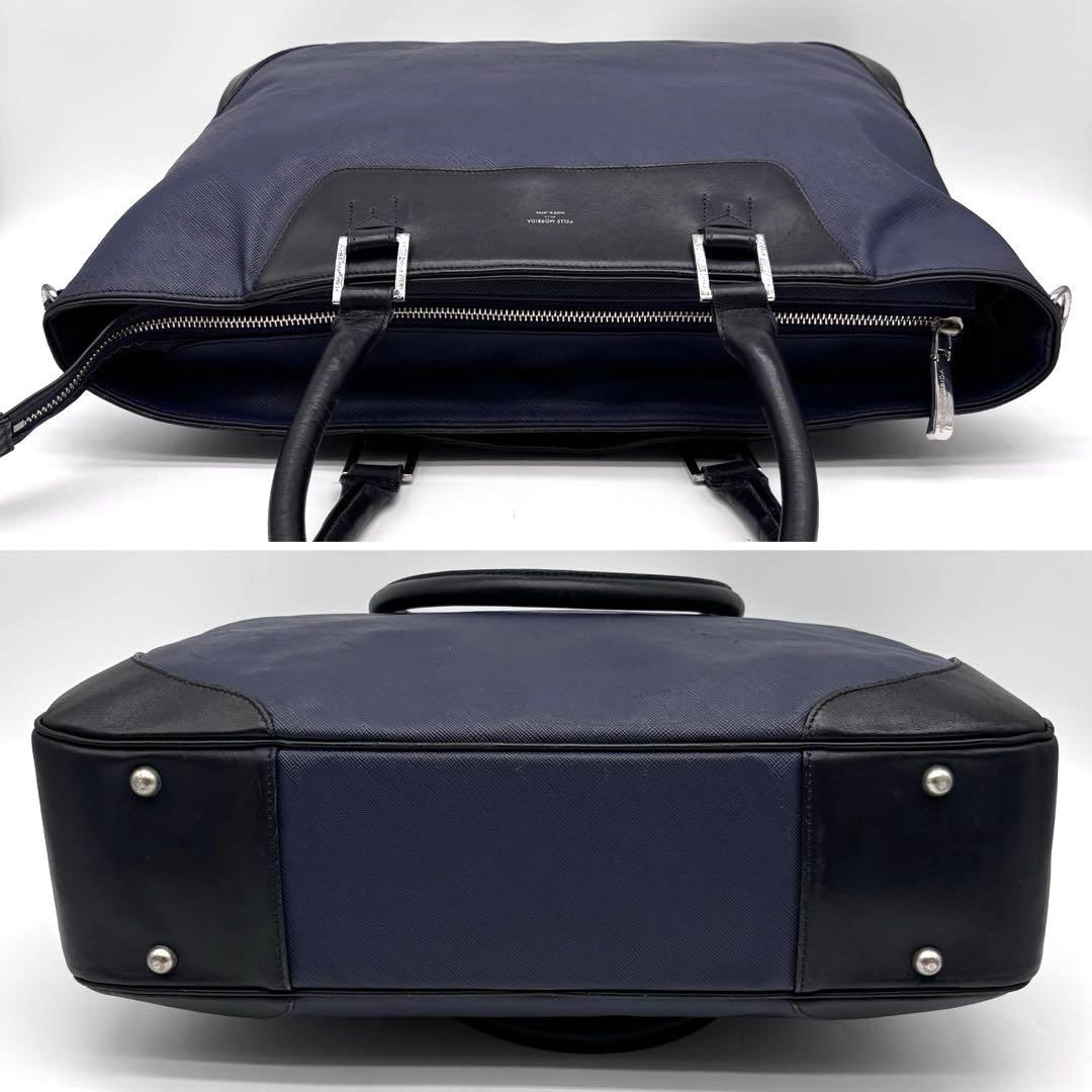 ペッレモルビダ　ビジネスバッグ　トートバッグ　キャピターノ　リモンタ　ネイビー