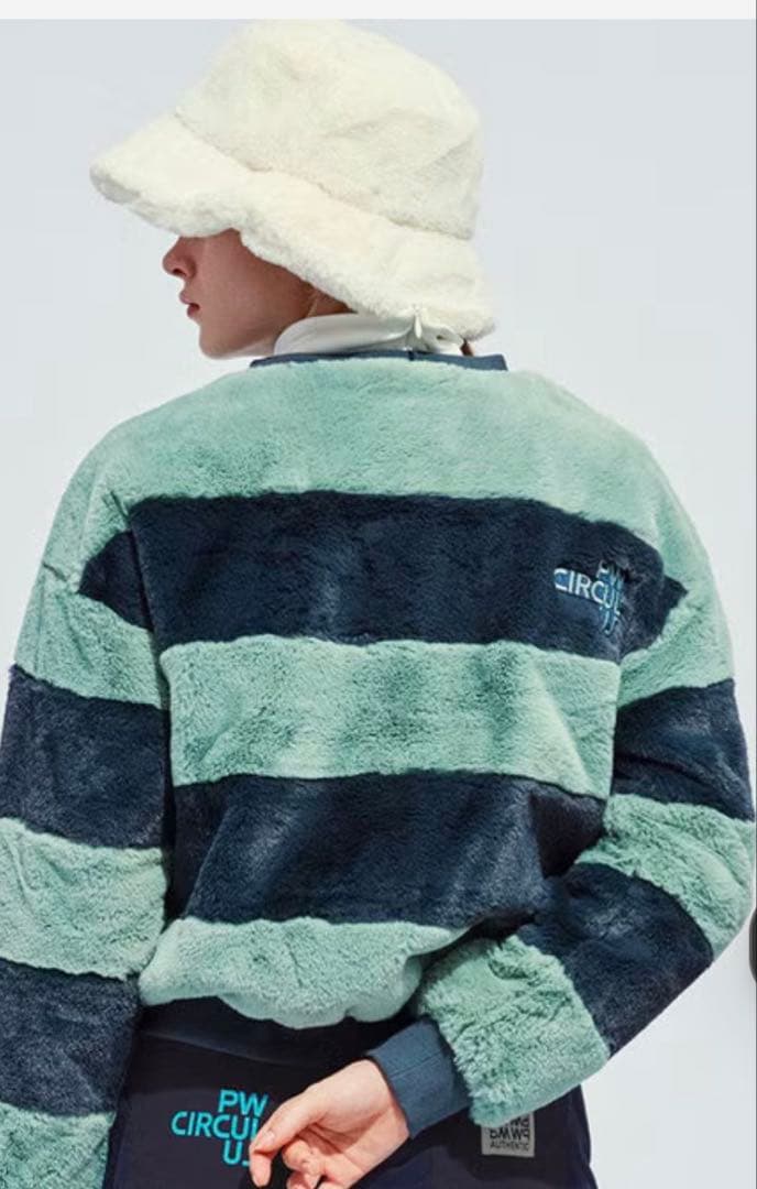 凛　！新品PW CIRCULUS ボーダーフェイクファープルオーバー